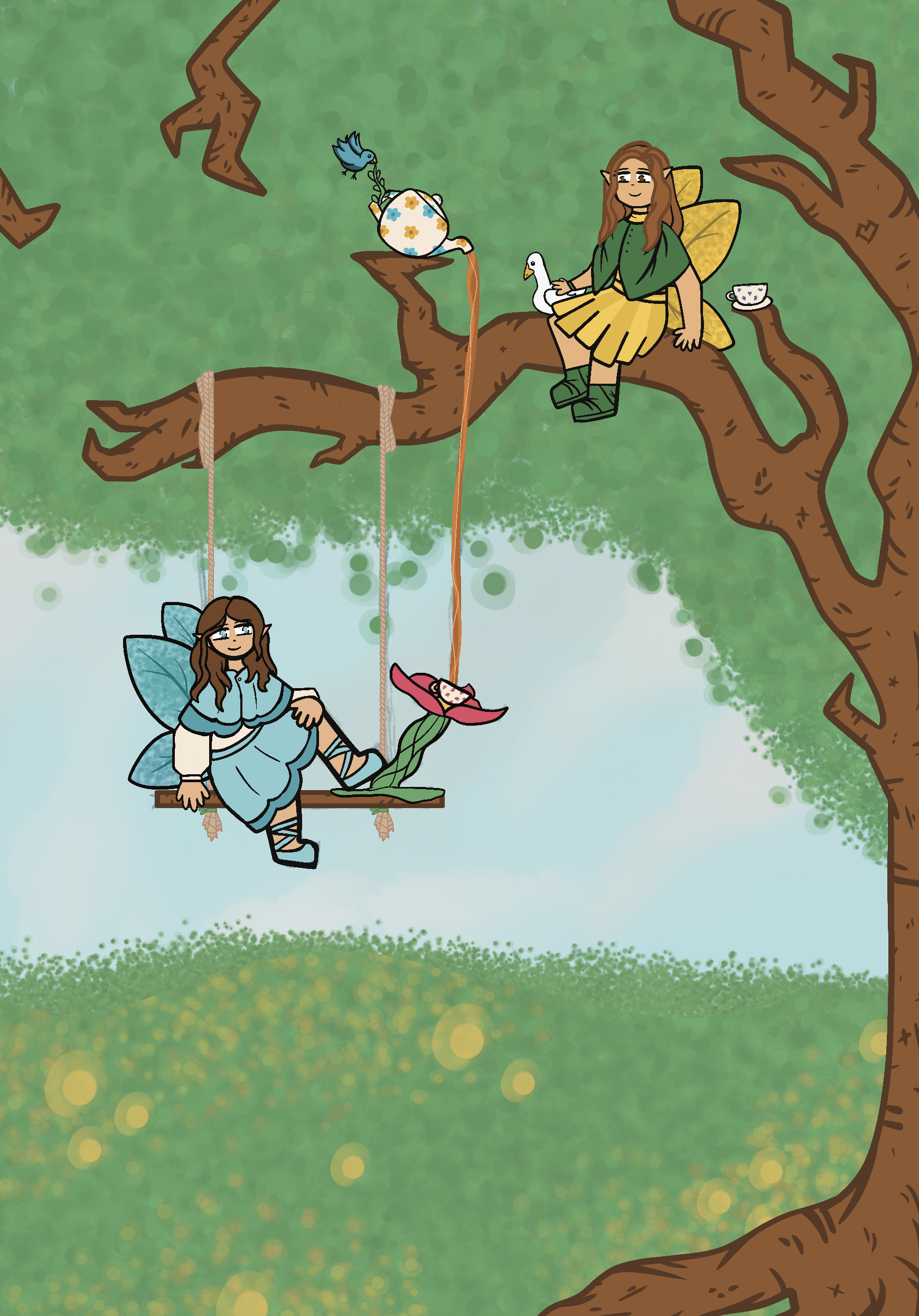 Fairy tea time illustration